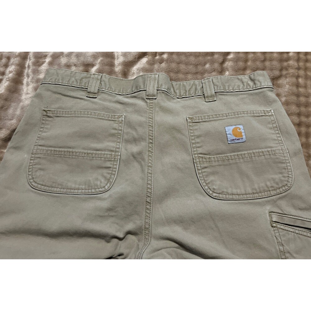 Carhartt Relaxed Fit Carpenter Pants Mens 38x32 Tan Canvas Distressed - Picture 6 of 14